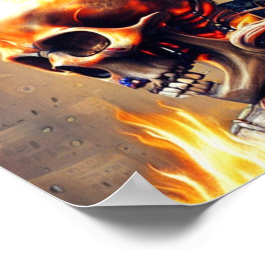 Schädel am Feuer Poster (Ecke)