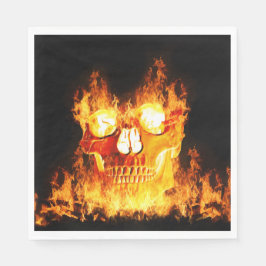 Schädel am Feuer Serviette