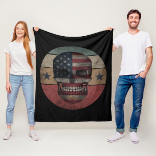 SCHÄDEL AMERIKANISCHE FLAGGE PATRIOTISCHES GESCHEN FLEECEDECKE