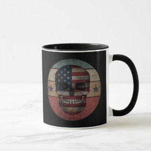 SCHÄDEL AMERIKANISCHE FLAGGE PATRIOTISCHES GESCHEN TASSE