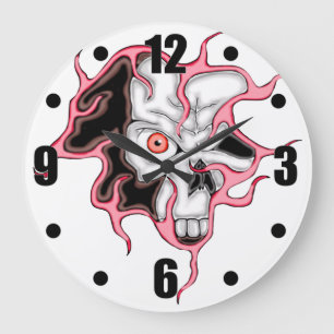 Schädel an der Wand Große Wanduhr