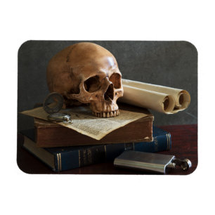 Schädel auf Büchern Foto-Magnet Magnet