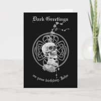 Schädel auf der Geburtstagskarte keltischer Knüpfa