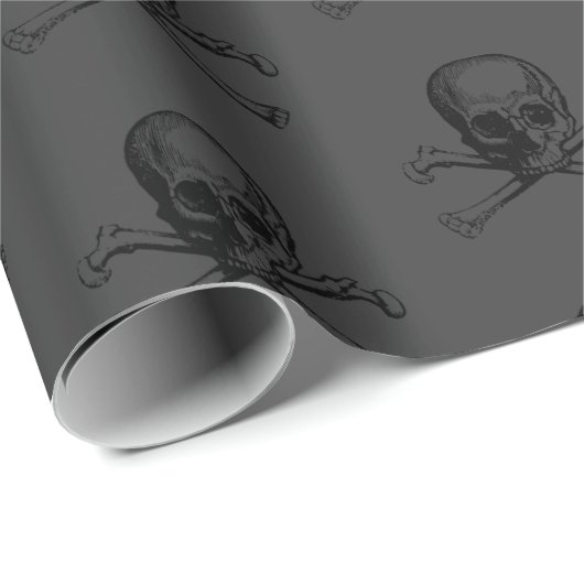 Schädel auf Grau | Geschenkpapier (Rolleneckpunkt)