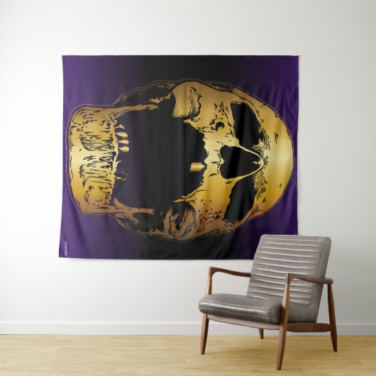 Schädel auf Lila - Schädel Wandteppich (Beispiel (Horizontal))