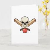 Schädel bei Cricket mit Cricket-Schläger Karte (Gelbe Blume)