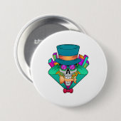 Schädel beim Schach mit Schachstück Rook Button (Vorne & Hinten)