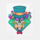 Schädel beim Schach mit Schachstück Rook Fleecedecke (Vorderseite)