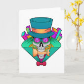 Schädel beim Schach mit Schachstück Rook Karte (Gelbe Blume)