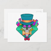 Schädel beim Schach mit Schachstück Rook Postkarte (Vorne/Hinten)