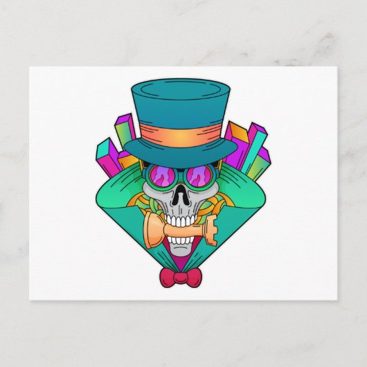 Schädel beim Schach mit Schachstück Rook Postkarte (Vorderseite)