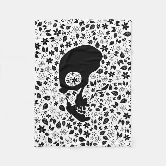 Schädel-Blume (kundengerechte Hintergrundfarbe) Fleecedecke (Vorderseite)