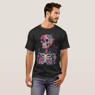 Schädel Blumen Grafik Dunkle Ästhetik Gothic T-Shi T-Shirt