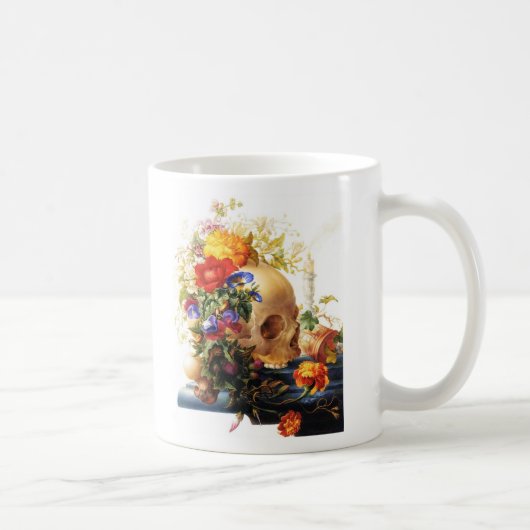 Schädel-Blumenstrauß-Tasse Kaffeetasse (Rechts)