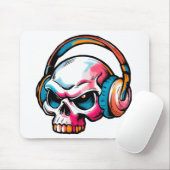 Schädel bunt mit Kopfhörern Mousepad (Mit Mouse)