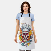 Schädel Chef Küchenmeister Schürze (Getragen)