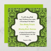 Schädel-Damaskus-grüne, schwarze Halloween-Hochzei Einladung (Vorne/Hinten)