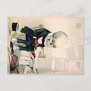 Schädel der 1900er Jahre, Skelett für pharmazeutis Postkarte