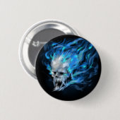 Schädel der blauen Flamme Button (Vorne & Hinten)