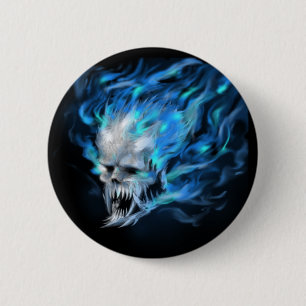 Schädel der blauen Flamme Button