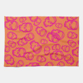Schädel der Herzen - Rosa u. Orange Handtuch (Horizontal)