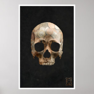 Schädel der Münzen Kunst Druck Gothic Horror Hallo Poster