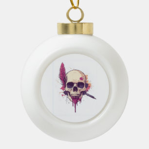 Schädel des düsteren Poeten Keramik Kugel-Ornament
