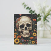Schädel des Menschen in Blume Postkarte (Stehend Vorderseite)