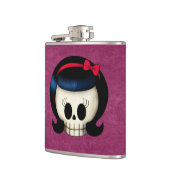 Schädel des Rockabilly Mädchens Flachmann (Links)