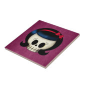 Schädel des Rockabilly Mädchens Fliese (Seite)