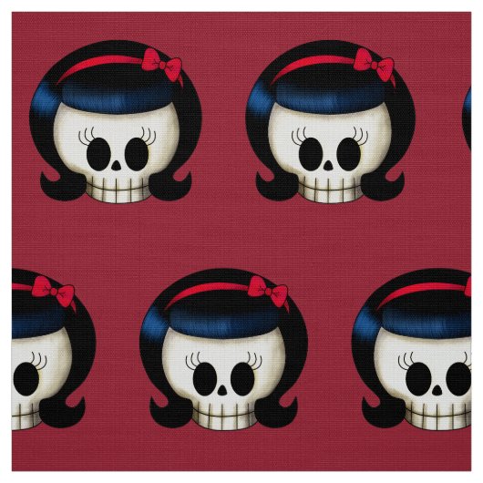 Schädel des Rockabilly Mädchens Stoff (Muster)