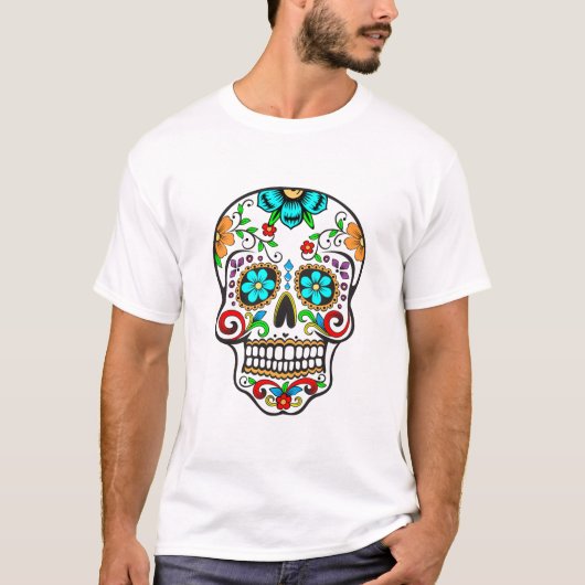 Schädel Dia de Los Muertos Color T-Shirt (Vorderseite)