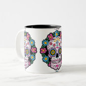 Schädel Dia de Los Muertos Sugar Zweifarbige Tasse (Vorderseite Links)