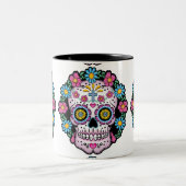 Schädel Dia de Los Muertos Sugar Zweifarbige Tasse (Mittel)