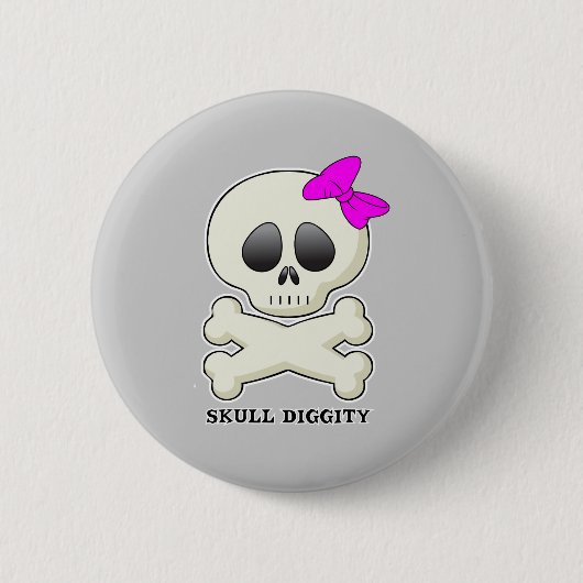Schädel-Diggity-Mädchen Button (Vorderseite)