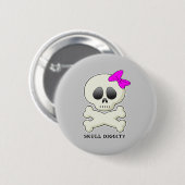 Schädel-Diggity-Mädchen Button (Vorne & Hinten)