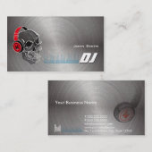 Schädel DJ mit Kopfhörer Metal Visitenkarte (Vorne/Hinten)