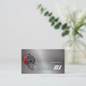 Schädel DJ mit Kopfhörer Metal Visitenkarte (Stehend Vorderseite)
