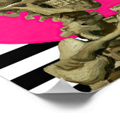 Schädel eines Skeletts mit brennender Zigarette Poster (Ecke)