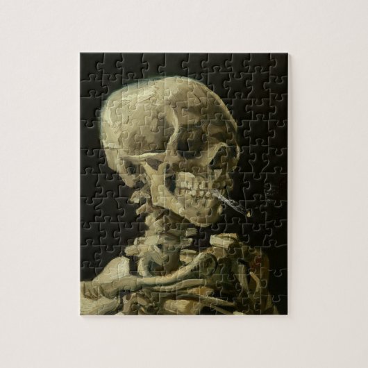 Schädel eines Skeletts mit brennender Zigarette Puzzle (Vertikal)