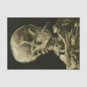 Schädel eines Skeletts mit brennender Zigarette, Seidenpapier (Vorderseite)