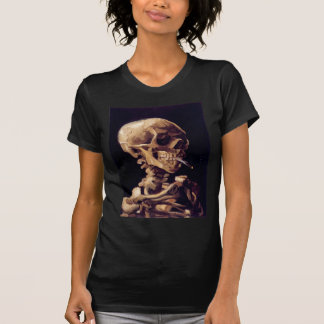 Schädel eines Skeletts mit brennender Zigarette T-Shirt