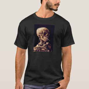 Schädel eines Skeletts mit brennender Zigarette T-Shirt