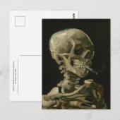 Schädel eines Skeletts mit brennender Zigarette, V Postkarte (Vorne/Hinten)