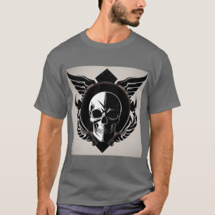 Schädel-Emblem mit Flügeln und ornamentalen Detail T-Shirt