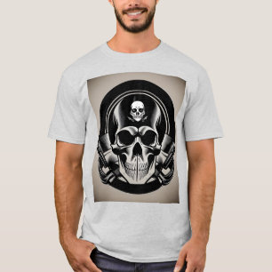 Schädel-Emblem mit Flügeln und ornamentalen Detail T-Shirt