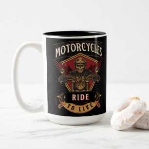 Schädel-Fahrt Motorräder, Reiten um zu leben Zweifarbige Tasse