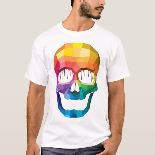 Schädel-Farben-Tropfen T-Shirt (Vorderseite)