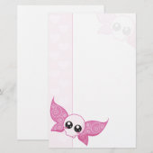 Schädel-Fee-Rosa Briefpapier (Vorne/Hinten)