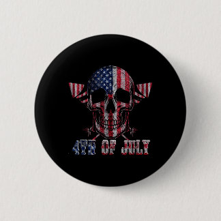 Schädel Feuerwerk Unabhängigkeitstag Amerikanische Button